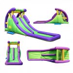 9029A bounceland double water slide with pool side front back top view