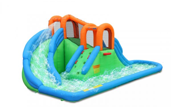 Bounceland New Island Splash Water Park with Pool and Dual Slides Tunnel