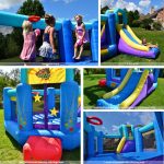 pop star bounce house with slide features